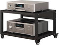 Heavy Duty 2-Tier AV Shelf Rack - Rolling Audio Stand for Entertainment Center, Media Tower Storage for Stereo & TV, Durable Audio Video Equipment Holder, 35CM altura