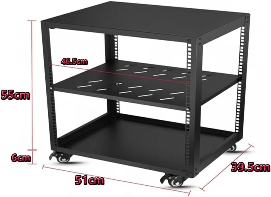 Metal HiFi Audio Rack Stand Adjustable AV Media Components Cabine with Wheels, Floor-Standing Tower Audio Equipment Storage Cabinet Movable Holds(H55cm)