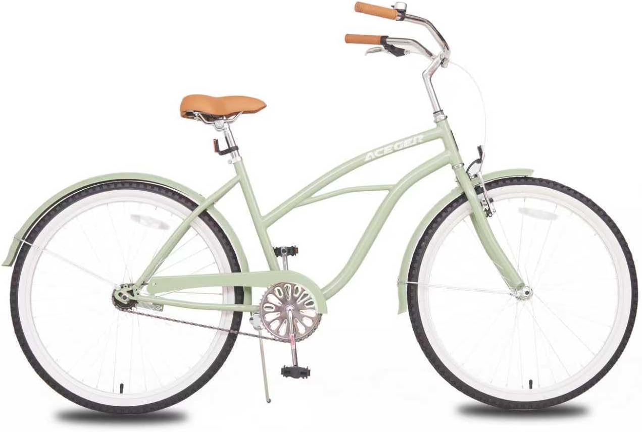 ACEGER Girls Beach Cruiser Bike for Kids 5-13 Years Old, 16' 18' 20' 24' Single Speed Kids Bicycle Included Coaster Brake, Front and Rear Reflectors, 24' 7 Speeds with Dual Brakes