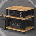 HiFi Rack 3 Tier AV Media Stand Wood Shelf, Audio Tower, Record Player Stand Stereo Cabinet, Media Console Storage Shelf, Audio Video Components(Walnut,3-Tier(60x48x60cm))