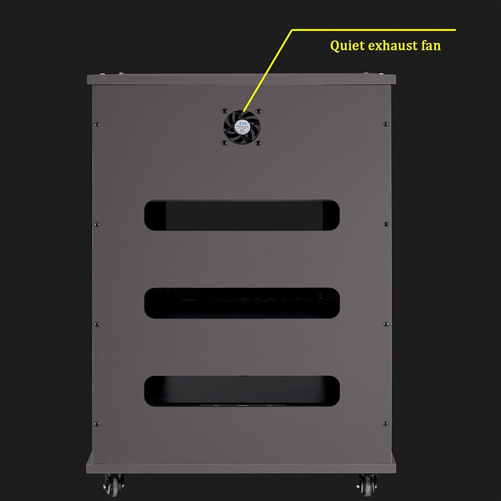 Gray AV Stereo Cabinet, Movable Media Storage Stand, Adjustable Audio Rack with Glass Doors, Media Storage for TV & Audio Equipment, 56x57x83cm