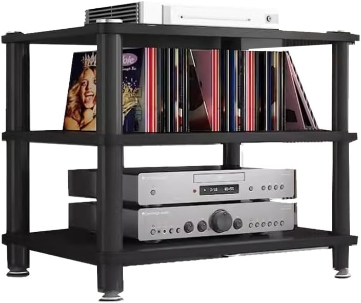 Media Storage Cabinet Rack, Modern Audio-Video Stand, 1/2/3/4-Tier Wood Stereo Cabinet for Organized Media, Ideal for Home Theater and Entertainment Systems