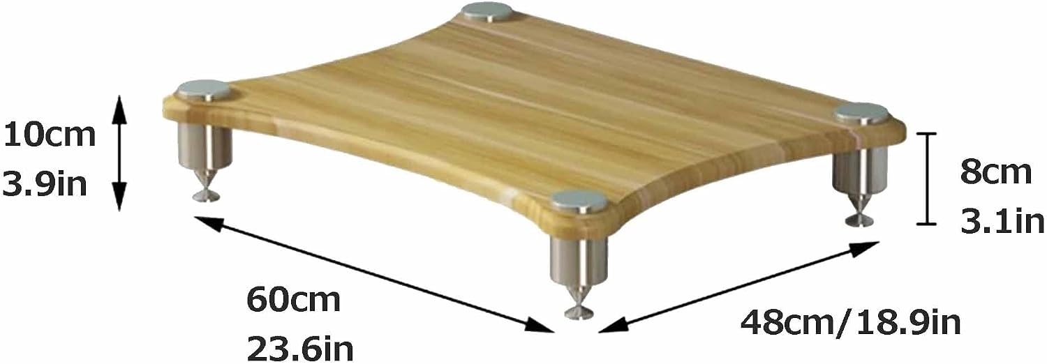 Pomelo Wood AV Media Stand - Audio Component Rack & Amplifier Shelf - Wooden Stereo Cabinet & Entertainment Tower - Small Audio-Video Shelving (60x48x10cm)