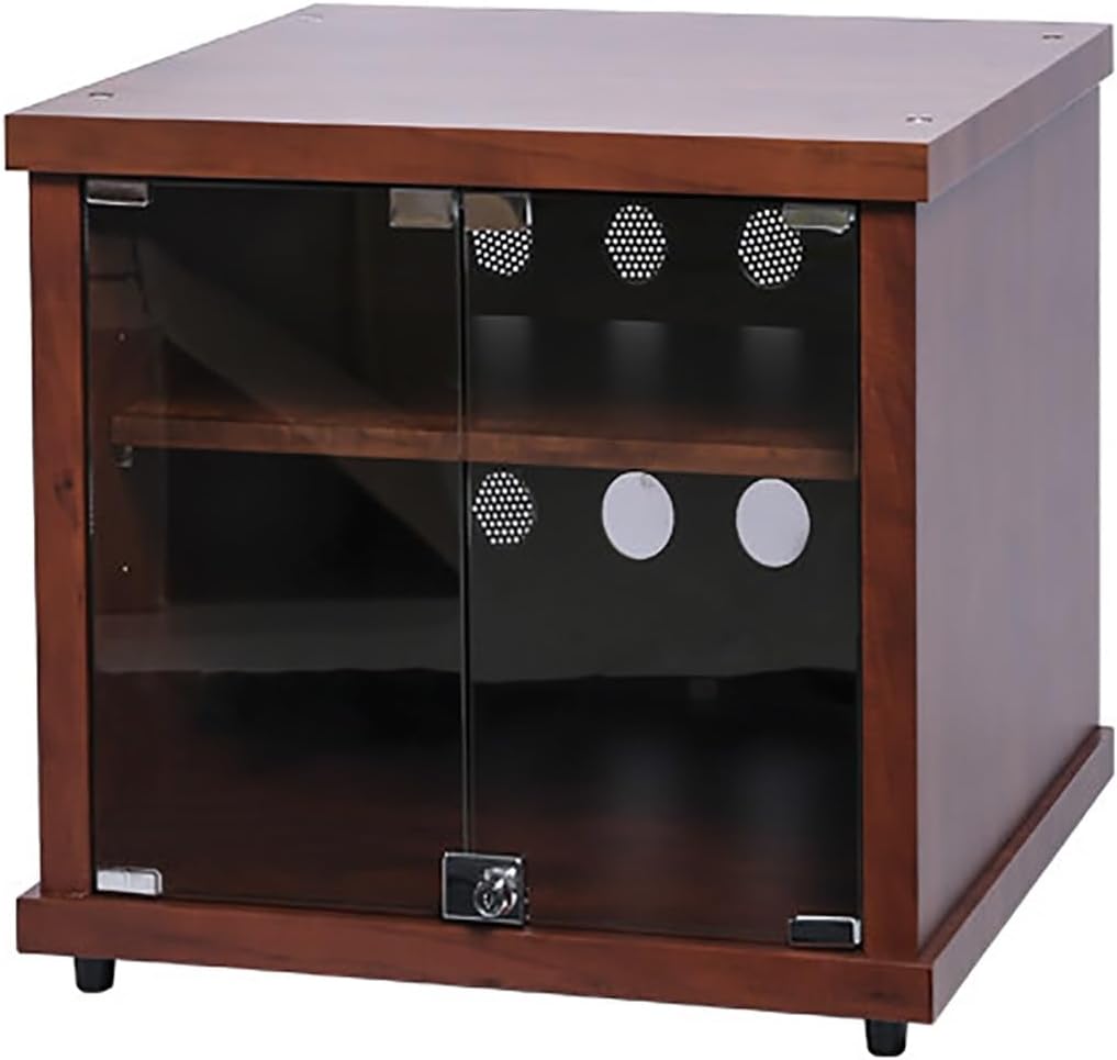 Stylish Wooden Media Cabinet for Record Player & Stereo - Audio Rack Tower Stand, Perfect Record Player Shelf for Home Entertainment (56.5x55x60cm)