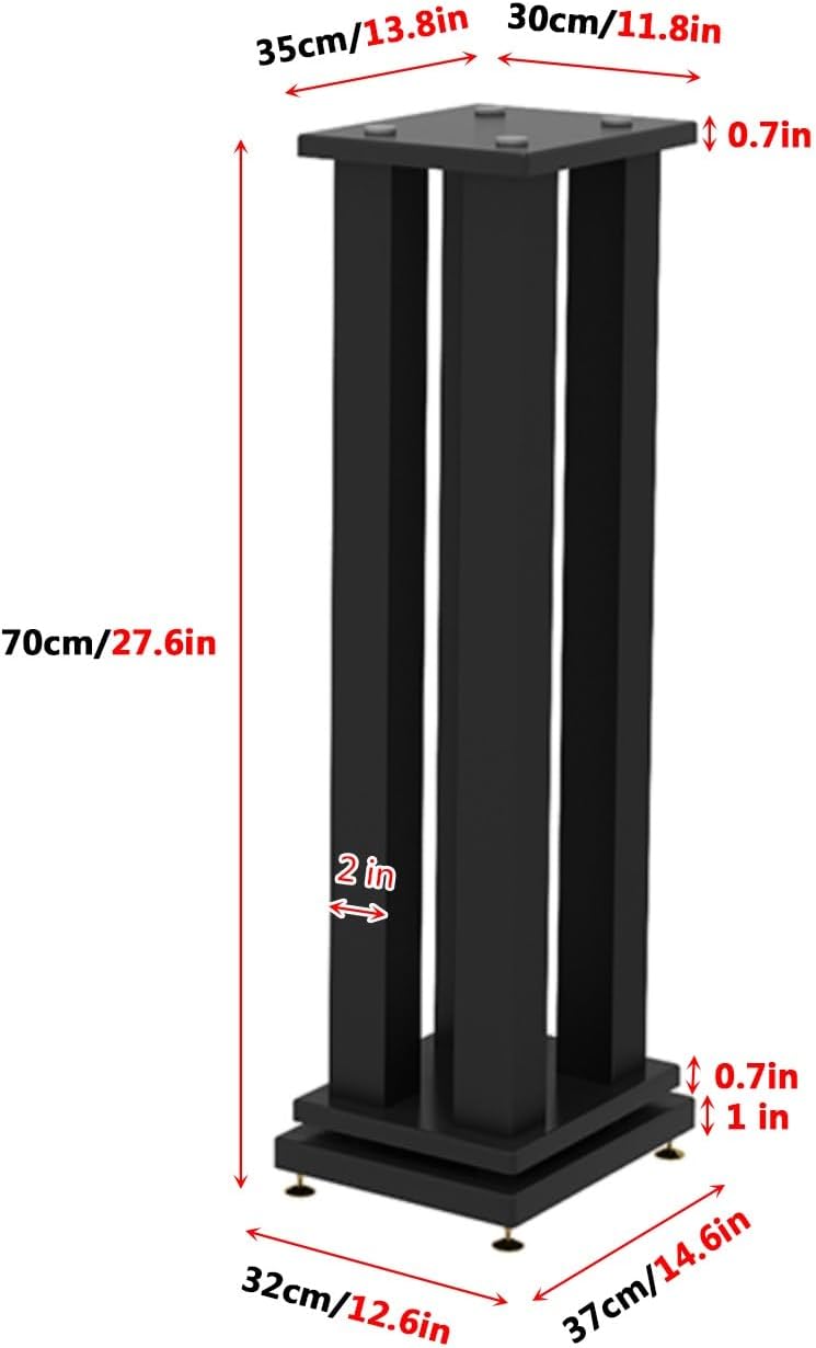 Aimery Floor Speaker Stands Pair, Professional Audio Stand Brackets, Metal Steel Floor Standing, Bookshelf Speaker Stands, Stand for Speakers(70cm/27.6in)