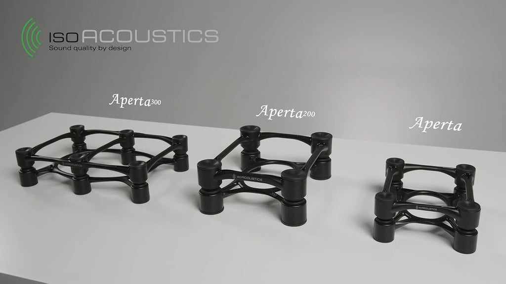 IsoAcoustics Aperta Series Isolation Speaker Stands with Tilt Adjustment: Aperta200 (7.8' x 10') Black Pair