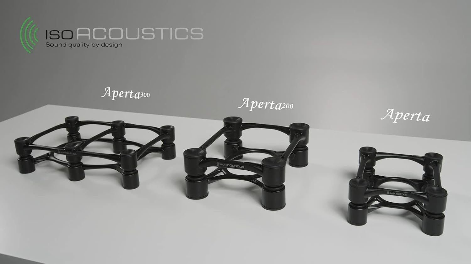 IsoAcoustics Aperta Series Isolation Speaker Stands with Tilt Adjustment: Aperta200 (7.8' x 10') Black Pair