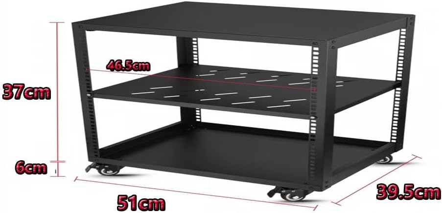 Metal HiFi Audio Rack Stand Adjustable AV Media Components Cabine with Wheels, Floor-Standing Tower Audio Equipment Storage Cabinet Movable Holds(H37cm)