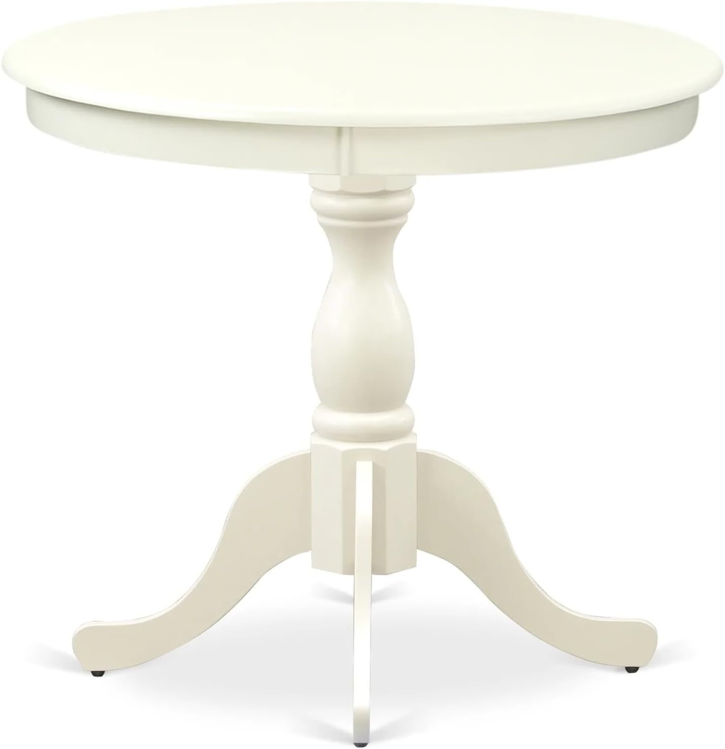 East West Furniture AMSI3-LWH-15 3 Piece Dining Table Set for Small Spaces Contains a Round Kitchen Table with Pedestal and 2 Baby Blue Linen Fabric Parsons Chairs, 36x36 Inch, Linen White