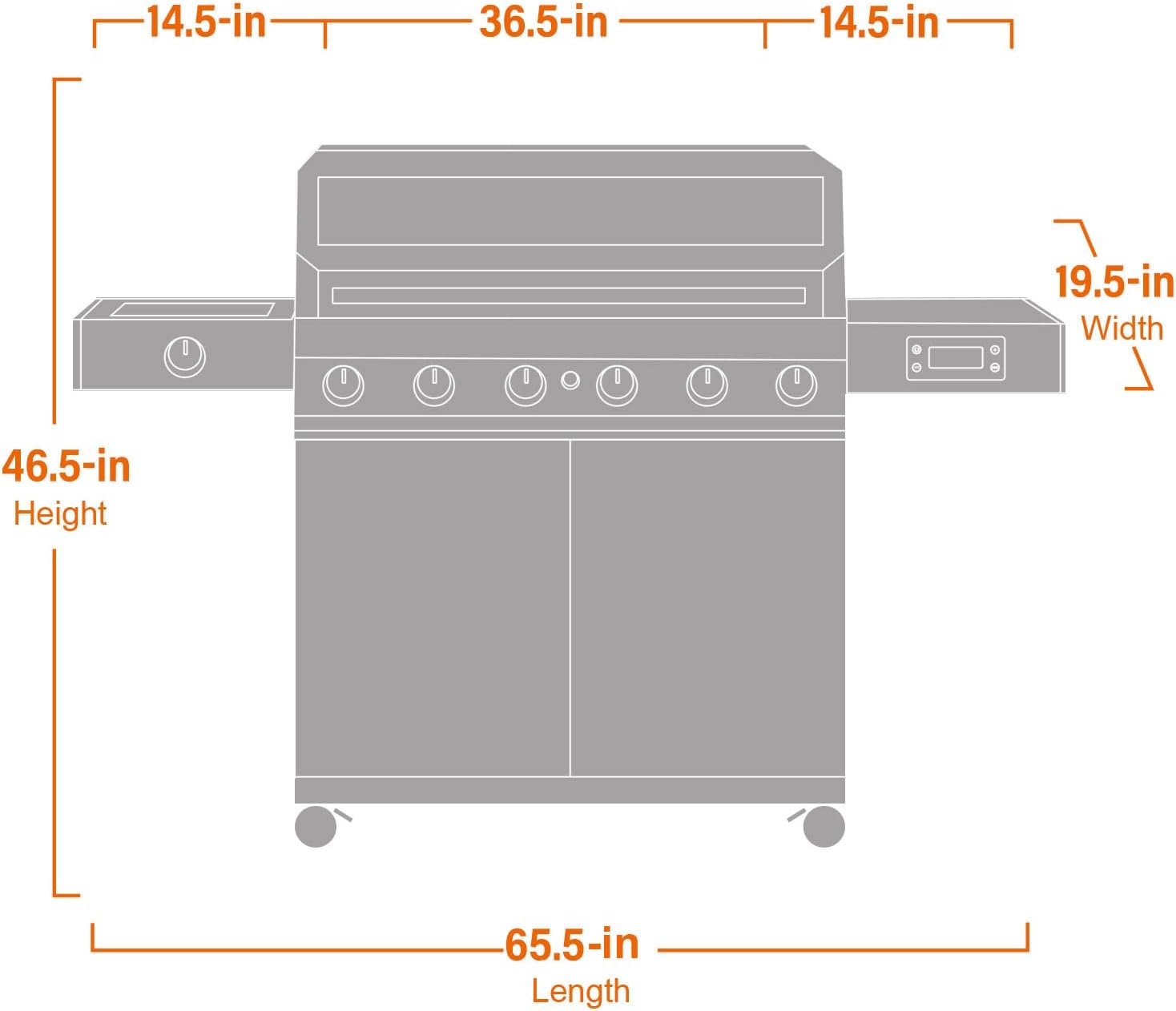 Monument Grills Denali Series, 6+1 Convertible Natural Gas Smart bbq Grill, 6 Burners & 1 Side Burner Stainless Steel Denali 605 with Smart Technology, Knob Controls (Without Conversion Kit)
