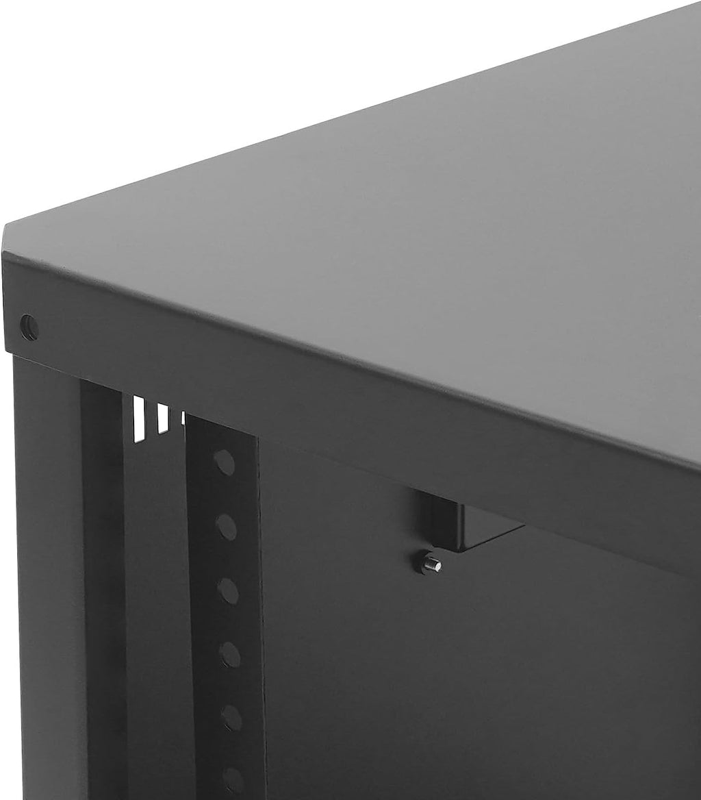 9U AV Rack with Wheels, Metal Studio Cabinet with Cable Ports, 22.4' x 19.7' x 21.8', Portable Home Studio Racks, Floor Standing Server Cabinet for Amplifiers, AV Equipment, Computers