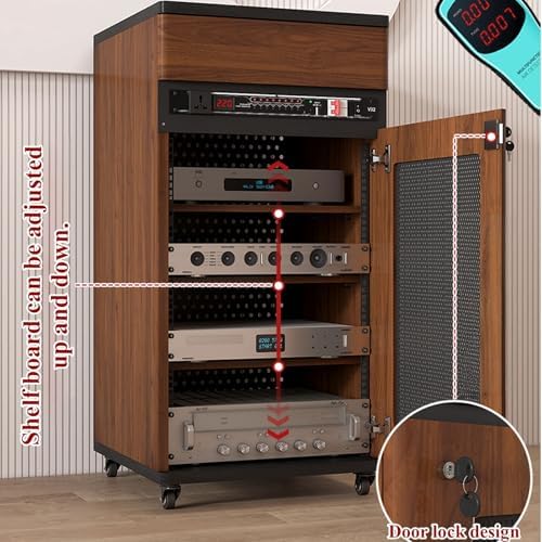 Heavy Duty Audio Rack on Wheels - 4-Tier Professional Studio & Home Theater Equipment Cabinet for Amplifiers, AV Receivers, and Sound Systems