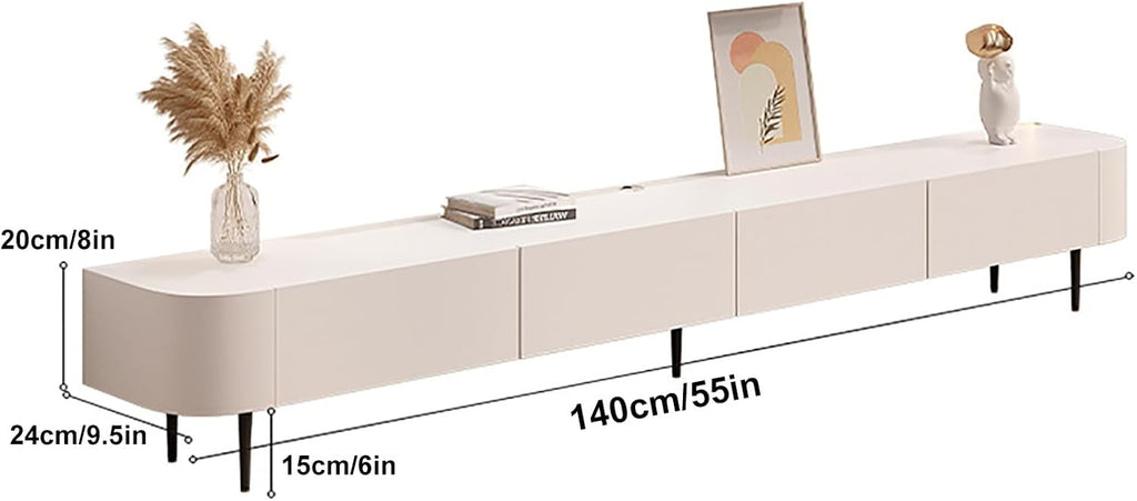 TV Stand for 32-70' TVs with Storage Cabinets, Audio Visual Media Equipment Console Solid Wood Storage Cabinet for Bedroom, Living Room, Hallway (Color : White, Size : L:140cm/55in)