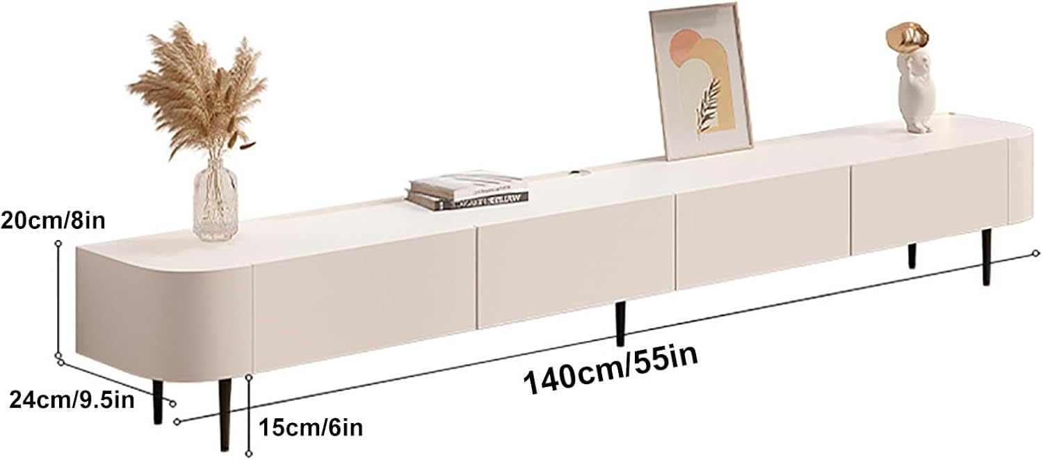 TV Stand for 32-70' TVs with Storage Cabinets, Audio Visual Media Equipment Console Solid Wood Storage Cabinet for Bedroom, Living Room, Hallway (Color : White, Size : L:140cm/55in)