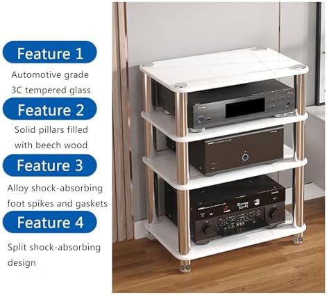 Corner Entertainment Center - Stereo Cabinet & Audio Rack, AV Media Stand, Audio-Video Shelving, Media Rack for Record Players and Audio Equipment
