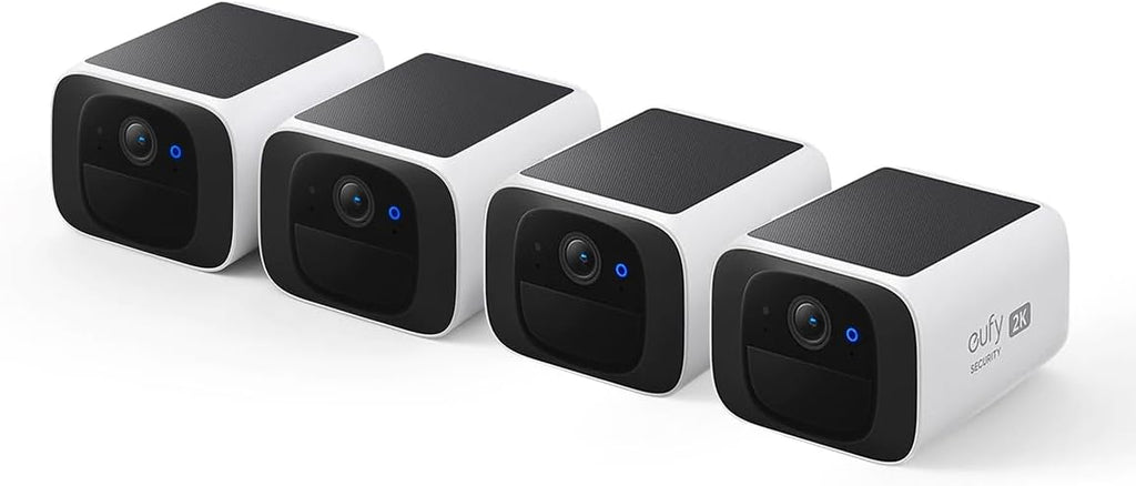 eufy Security S220 SoloCam 4-Cam Pack, Solar Charging, Wireless Outdoor Camera, Continuous Power, 2K Resolution, Build-in 8GB, Day and Night Clarity, 2.4 GHz Wi-Fi, No Monthly Fee