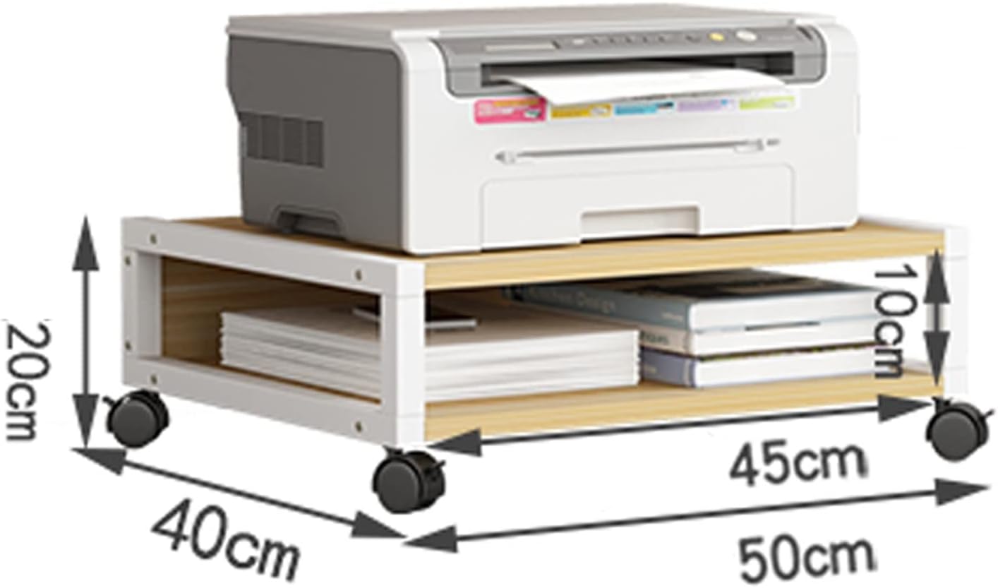 Office Rolling Under Desk Printer Stand Office Movable with 4 Wheels & Lock Mechanism Small and Short Shelf for Mini 3D, Black Printer Table