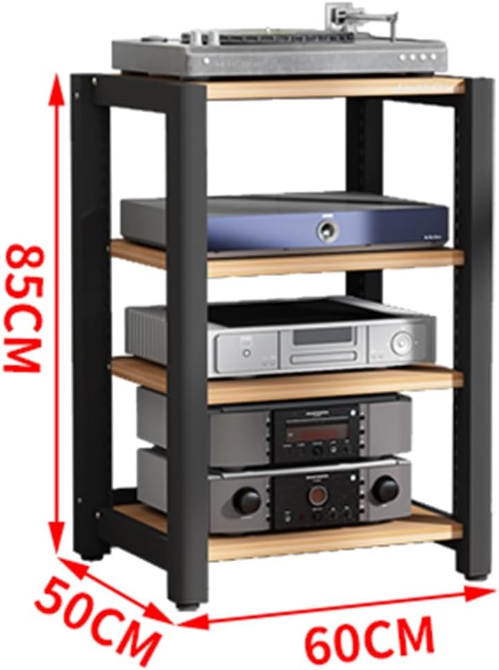 Adjustable 4-Tier HiFi Audio Rack - Stylish Media Stand for Home Theater, Stereo Component Storage, & AV Equipment Organizer - Multi-Functional 60x50x85cm Design