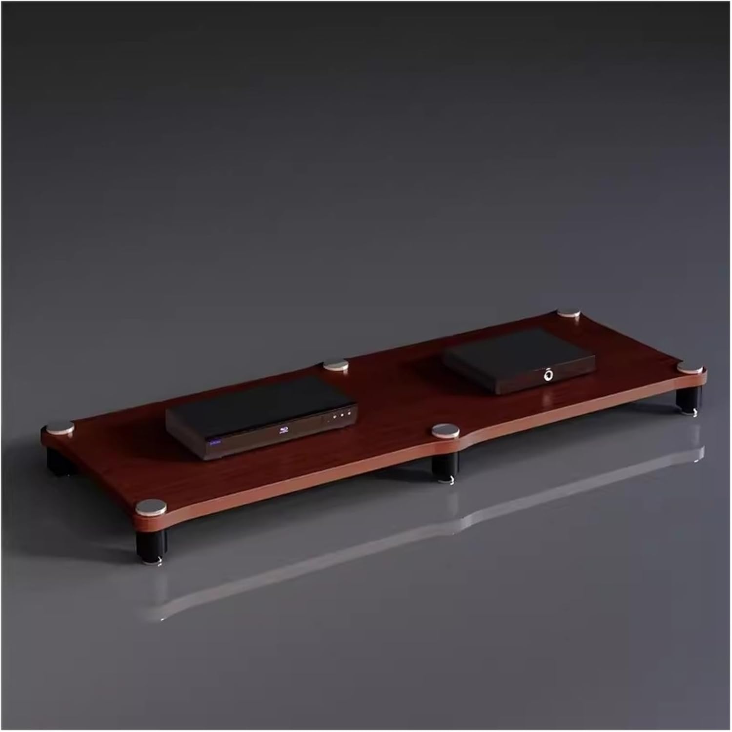 120cm Long Media Stand Audio/Video Component Cabinet, Home Stereo Racks and Stands, Heavy Duty Upright Modern Audio Equipment Rack, Open-Ended Modular Unit, Brown-1 Tier