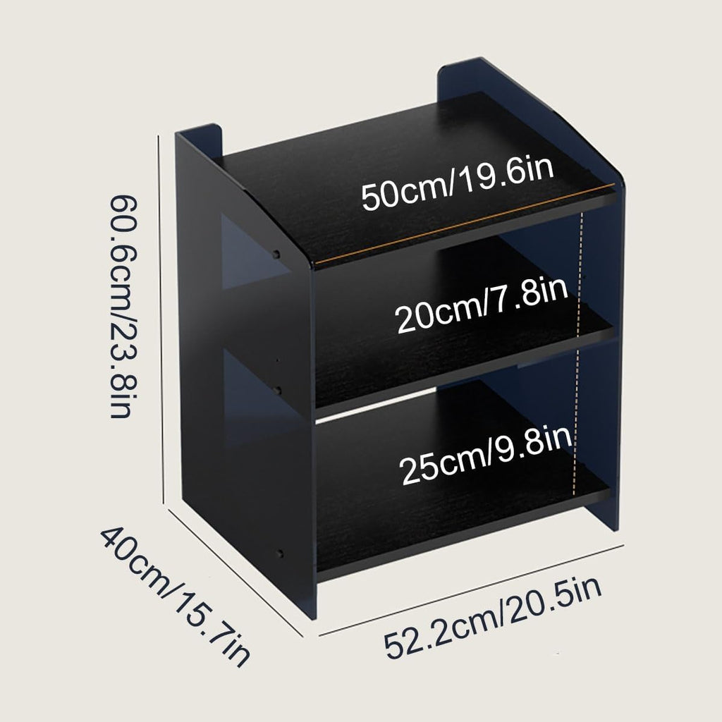 Modern Stereo Cabinet - Adjustable Audio Rack Storage Tower for Media, DVD, TV Box & Game Console - Stylish Black Design with Acrylic Baffle, Perfect for Record Players