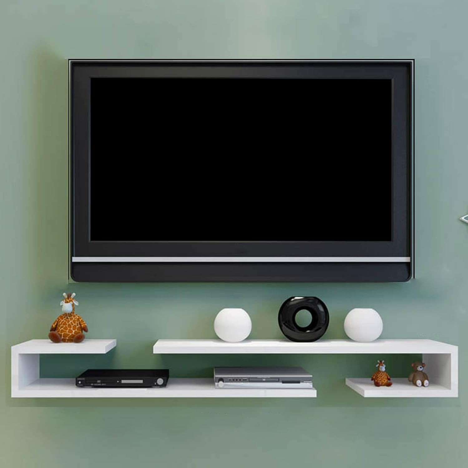Wall Shelf Wall Mounted TV Cabinet Floating Shelf TV Stand TV Console Audio-Visual Equipment Shelves Set-top Box WiFi Router CD DVD Media Storage Shelf Bedroom Living Room Office TV Bracket