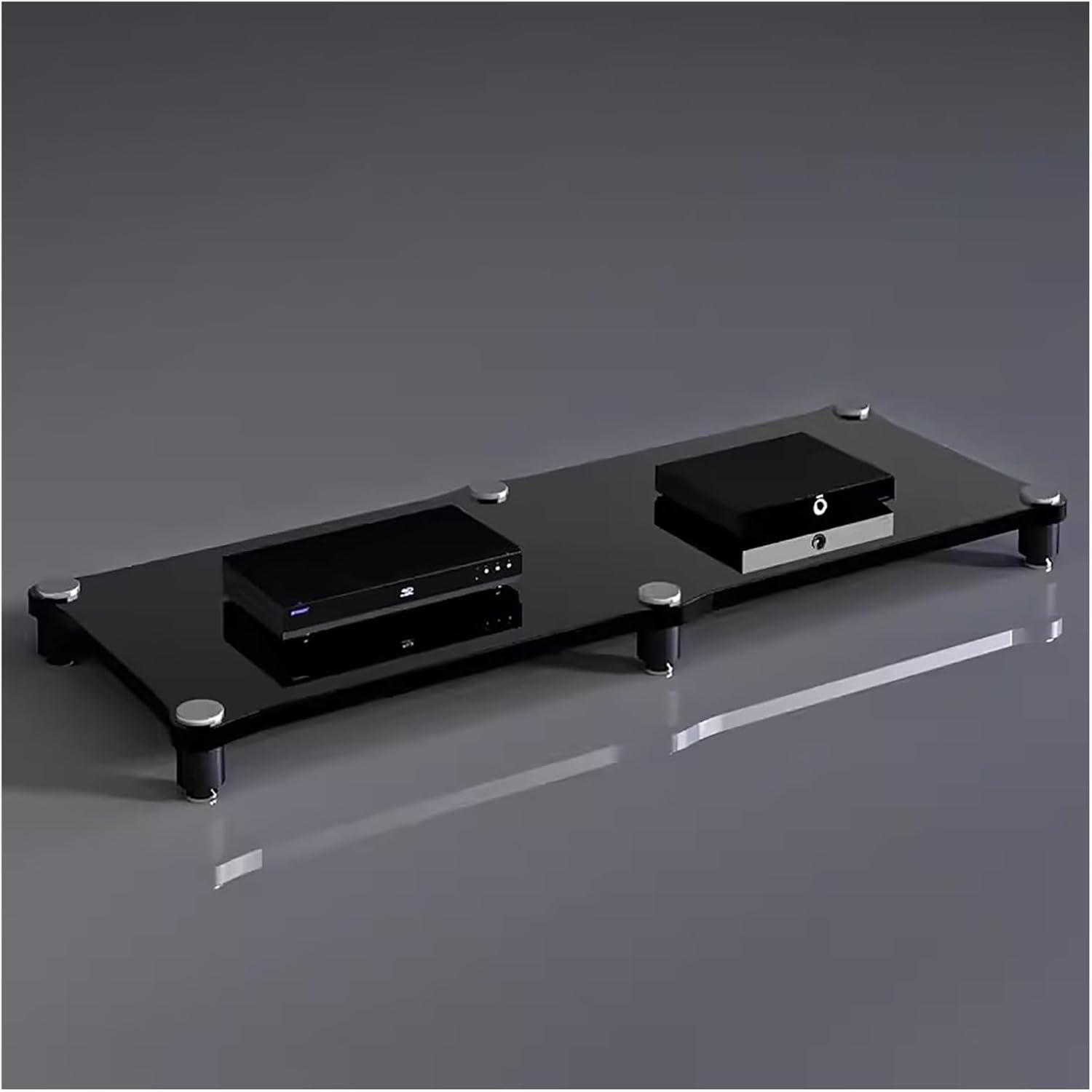 120cm Long Media Stand Audio/Video Component Cabinet, Home Stereo Racks and Stands, Heavy Duty Upright Modern Audio Equipment Rack, Open-Ended Modular Unit, Black-#1-1 Tier