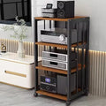 5-Tier Heavy Duty AV Media Stand with Wheels - Adjustable Audio Rack Cabinet, Tall Multimedia Storage Solution for Stereo Components & Equipment