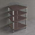 4-Layer Media Stand, HiFi Audio Rack & MDF Stereo Cabinet with Shock-Absorbing Feet for Power Amplifier, Walnut Finish, 25.5'x26.1'x32.2', Media Storage Solution