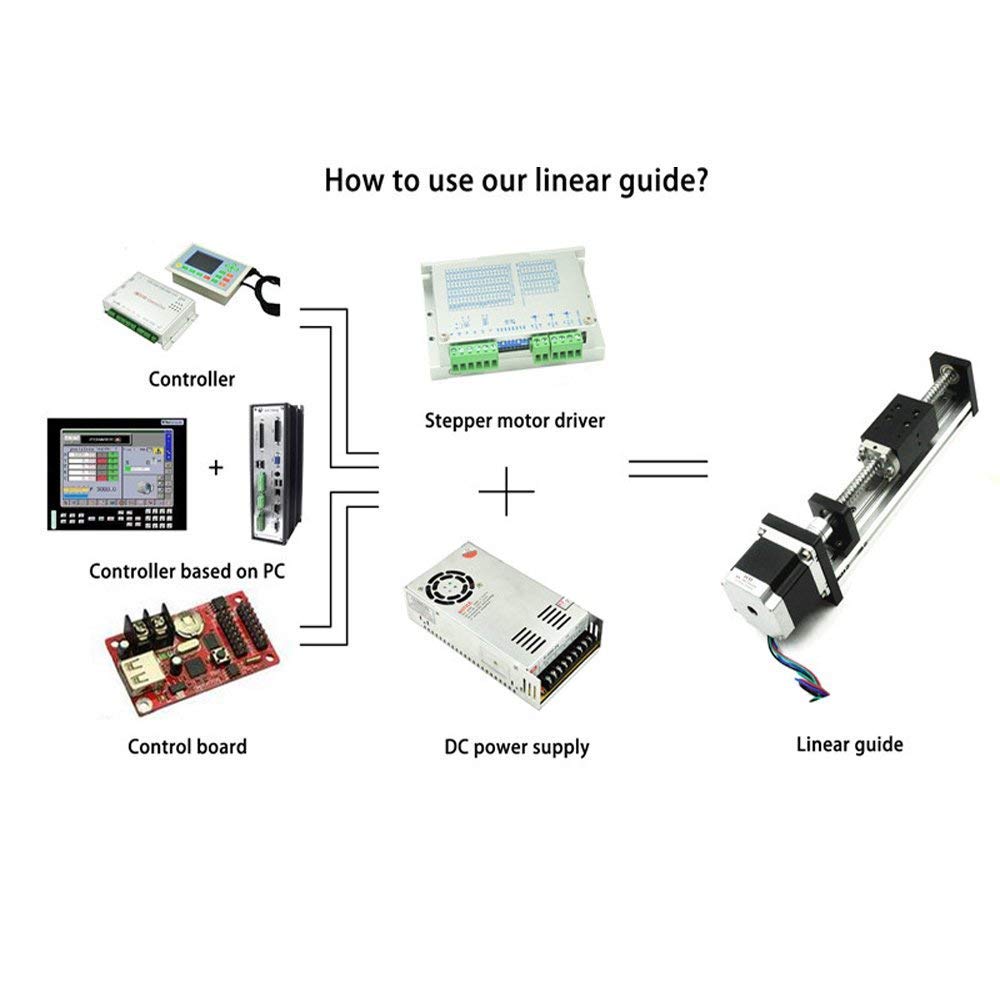 550mm Effective Travel Length, T-Nut and Lead Screw Linear Guide Slide Memory T8 x 2 with 42 Stepper Motor Nema 17, STK Series Motion Sliding Table System, for CNC and 3D Printer