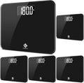 Etekcity Scale for Body Weight, Bathroom Digital Weighing Machine, Extra Wide Platform, High Capacity, Accurate and Safe, Large Backlit LCD Display, 440 lb, Tempered Glass (Pack of 5)
