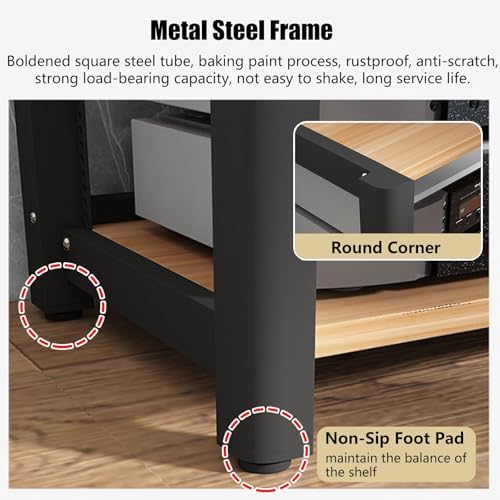 5-Tier Audio Equipment Rack Cabinet, Media Stand & Stereo Tower with Non-Slip Feet, Vertical Printer Holder, Light Grey, 64cm High - Perfect for AV Components