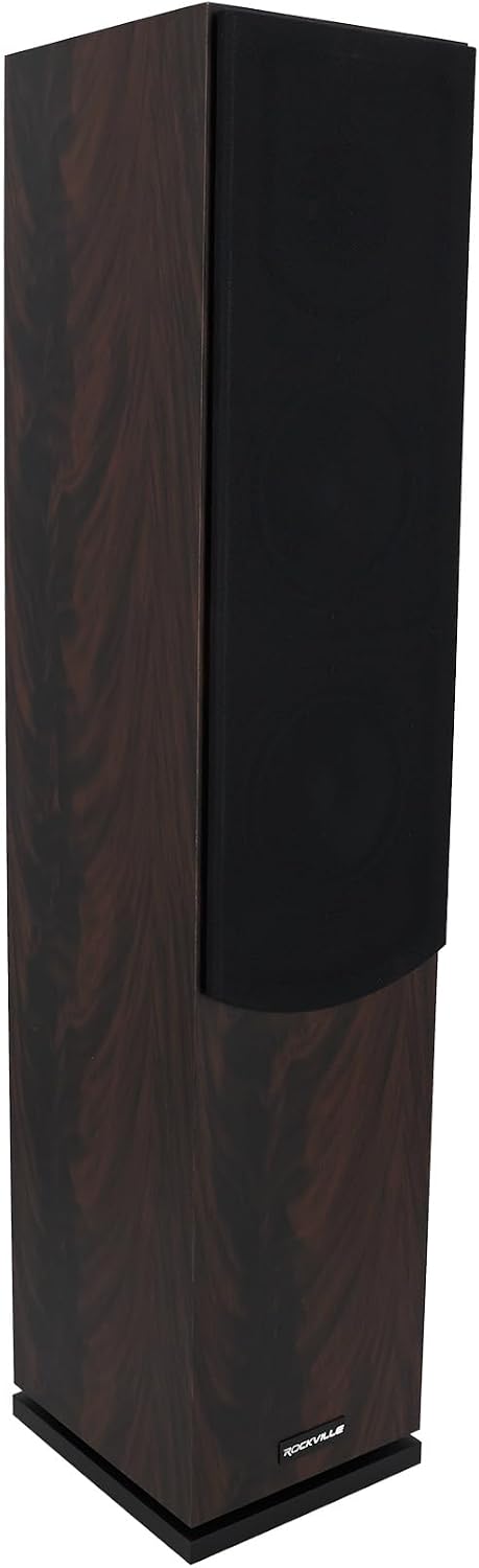 Rockville Pair Lux 654 Dark Woord Dual 6.5' Home Theater Stereo Tower Speakers, 160W RMS, 640W Peak, 8 Ohm, Silk Tweeter, MDF Audio Cabinet, 22Hz-20kHz, USA-Engineered, Vietnam-Made (2 Items)