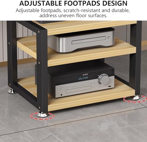 2 Tier AV Media Stand - Open Audio Rack for Stereo, HiFi & Record Player, 45x35x23cm Black Cabinet, 3/4 Tier Options Available, Ideal for Amplifiers, CD & DVD Players