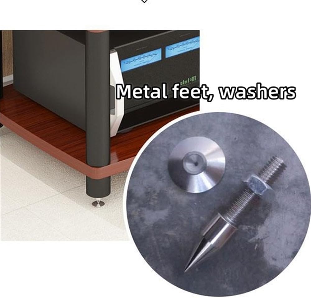 HiFi Audio Rack with Vibration Dampening Feet, Multi-Layer AV Stand for Amplifiers, Stereo Cabinet, Arcade Cabinet, Media Shelf for Home Theater and Audio Equipment(Black,2nd Floor)