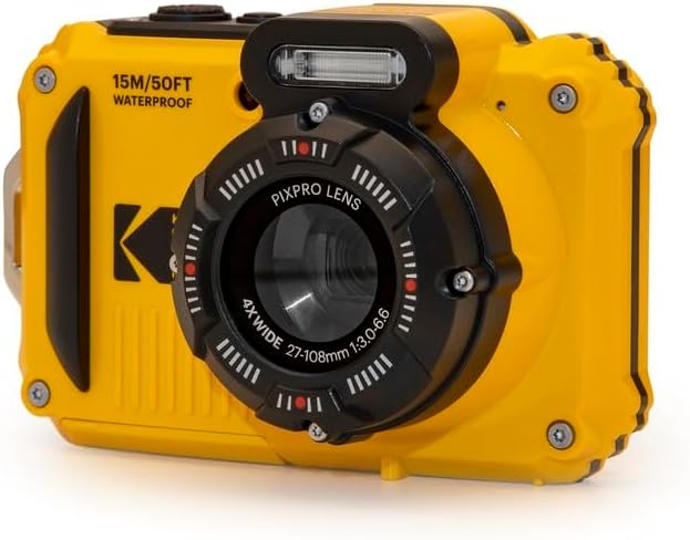KODAK PIXPRO WPZ2 Waterproof Digital Camera, 16MP with 4X Optical Zoom, Shockproof, Dustproof, 1080p Video, Wi-Fi, Yellow