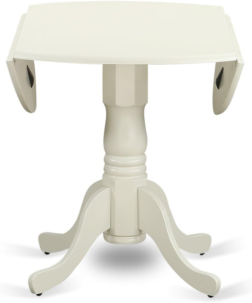 East West Furniture DLSI3-WHI-15 3 Piece Dining Room Furniture Set Contains a Round Dining Table with Dropleaf and 2 Baby Blue Linen Fabric Upholstered Chairs, 42x42 Inch, Linen White