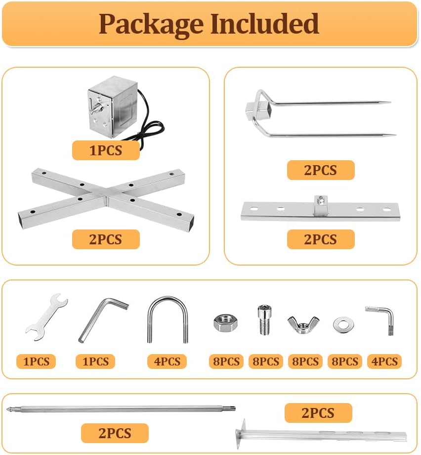 BBQ Grill Rotisserie Kit Up to 220lb Pig Spit Rotisserie Grill Roaster Heavy Duty for Pig Rotisserie Hog Lamb Outdoor Party Campfire Barbecue