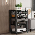 Adjustable 2/3/4/5-Tier Media Stand with Wheels - Modern Audio Rack for Home Theater, Stereo & Recording Room - Double Layer Audio-Video Shelving Unit