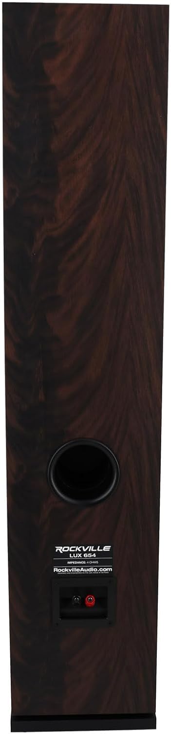 Rockville Pair Lux 654 Dark Woord Dual 6.5' Home Theater Stereo Tower Speakers, 160W RMS, 640W Peak, 8 Ohm, Silk Tweeter, MDF Audio Cabinet, 22Hz-20kHz, USA-Engineered, Vietnam-Made (2 Items)