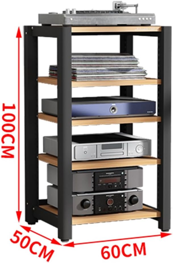 Adjustable 5-Tier Audio Rack, Multi-Functional Media Stand for HiFi & AV Equipment, Stereo Component Storage Cabinet (60x50x100cm) - Perfect for Home Theater & Entertainment Systems