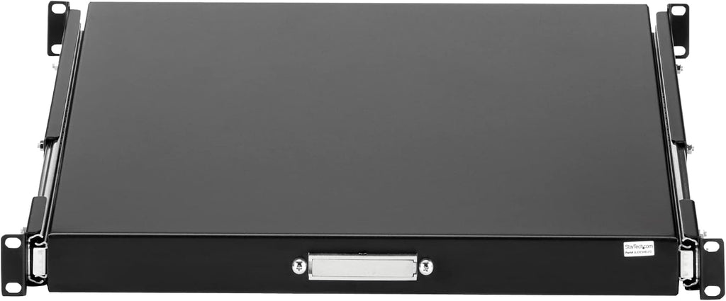 StarTech.com 1U Sliding Server Rack Mount Keyboard Shelf Tray, 55lbs (25Kg), 22in (55cm) Deep Steel Pull Out Drawer for Racks
