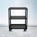 Metal HiFi Audio Rack Stand Adjustable AV Media Components Cabine with Wheels, Floor-Standing Tower Audio Equipment Storage Cabinet Movable Holds(H64cm)