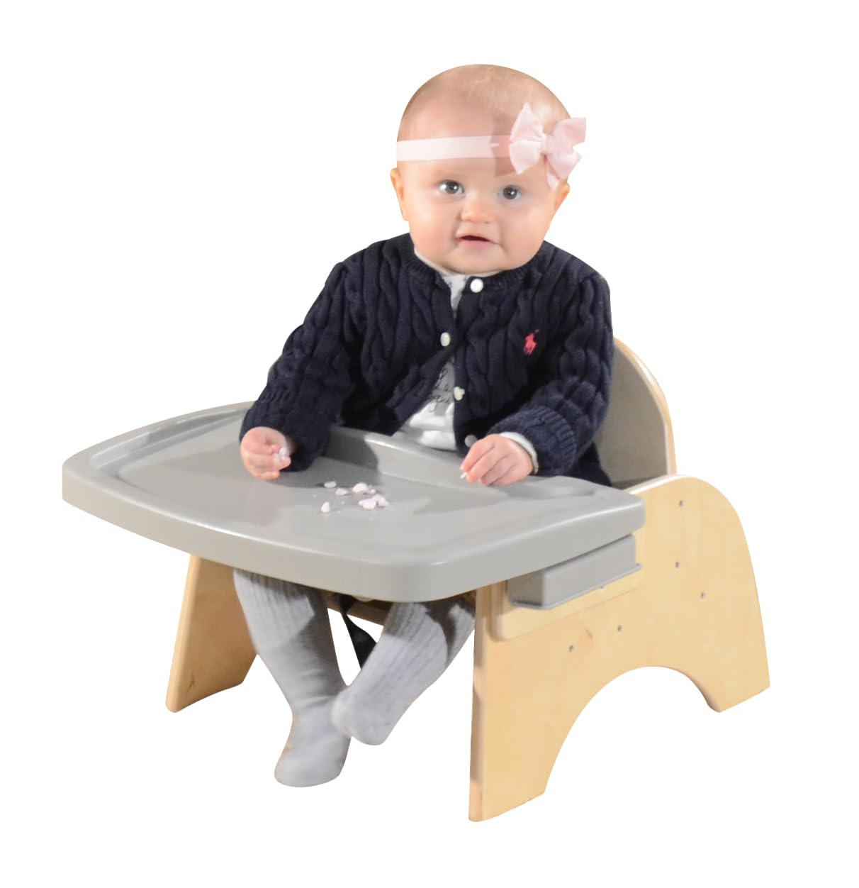 9'H Montessori Wooden Feeding Chair with Safety Harness for Toddlers to Teens, Kids Dining