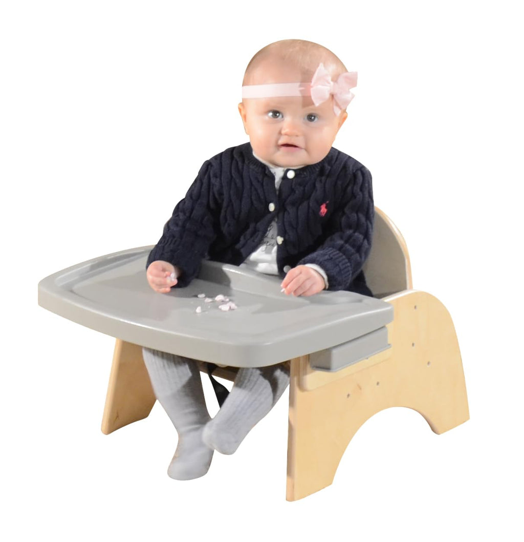 7' H Wooden Stackable Feeding Chair with Removable Tray and 3 Point Harness, Suitable for 12-18 Months Babies Dining & Studying Needs [Fully Assembled]