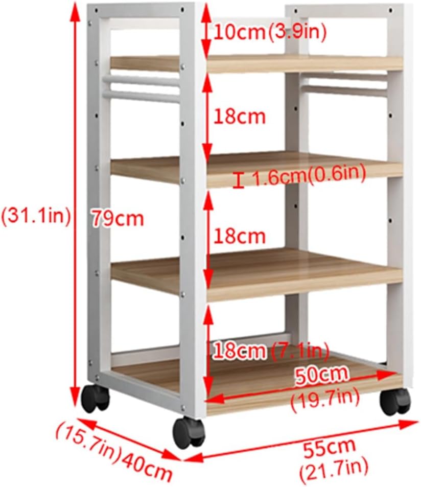 Open 4-Tier Media Stand Audio Video Component Cabinet DVD CD Player Stand Stereo Power Amplifier Equipment Storage Rack with Height Adjustable Wooden Shelf for Home/Office/Theater (Color : G)