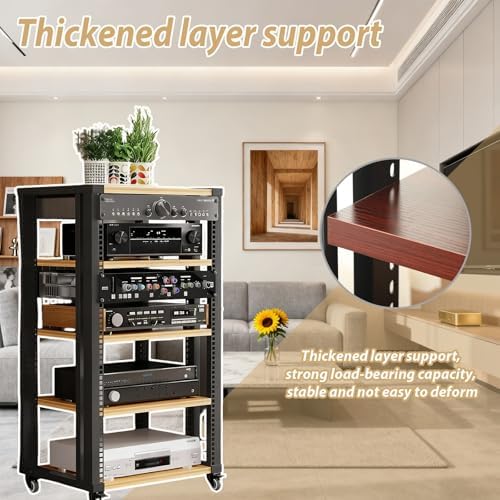 Adjustable 2/3/4/5-Tier Media Stand with Wheels - Modern Stereo Rack for Home Theater & Recording - Double Layer Audio-Video Shelving Unit