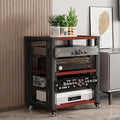 Adjustable 2/3/4/5-Tier Media Stand with Wheels - Modern Stereo Audio Rack, Versatile Audio-Video Shelving for Home, Recording Room, Theater (Double Layer)