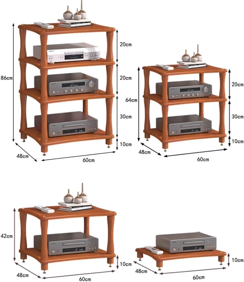 Wooden AV Cabinet 2/3/4 Tier Audio Component Rack Media Storage Stand for HiFi Audio Equipment, Open Stereo Cabinet(Wood Color,1Tier-10cm Tall)