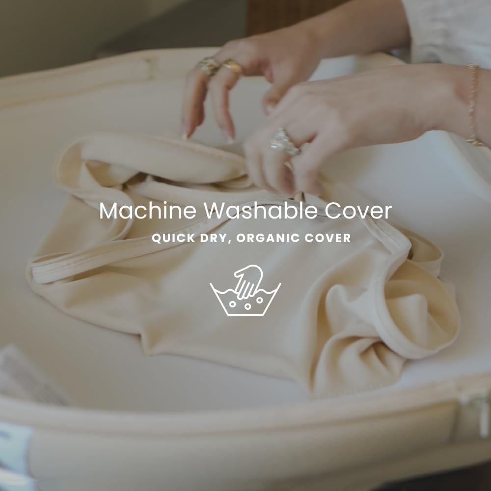 Snuggle Me® Baby Lounger Curve (0-6 Months) - Premium Organic Cotton with Foam Core, Machine-Washable Cover, Buttery-Soft & Breathable CSPC Compliant Infant Lounger Baby Nest with Travel Bag - Natural