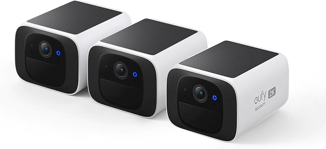 eufy Security S220 SoloCam 3-Cam Pack, Home Security System, Solar Security Camera Wireless Outdoor Camera, Build-in 8GB, Always-On Power, 2K Resolution, 2.4 GHz Wi-Fi, No Monthly Fee